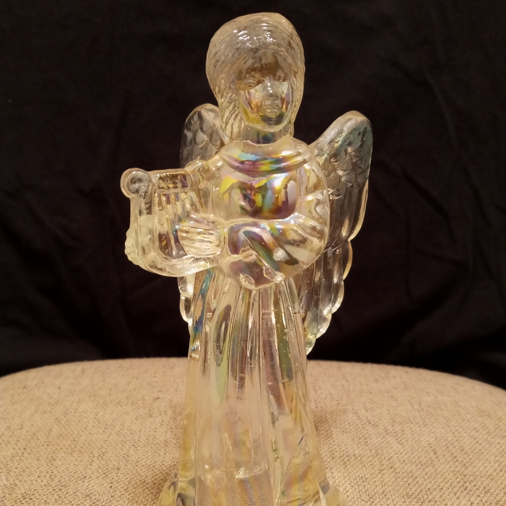 Vintage Angelic Crystal Angel Playing the Harp